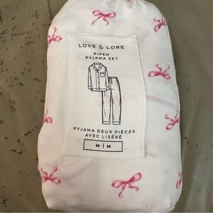 Love & Lore Bow Pink Womens Pajama Set